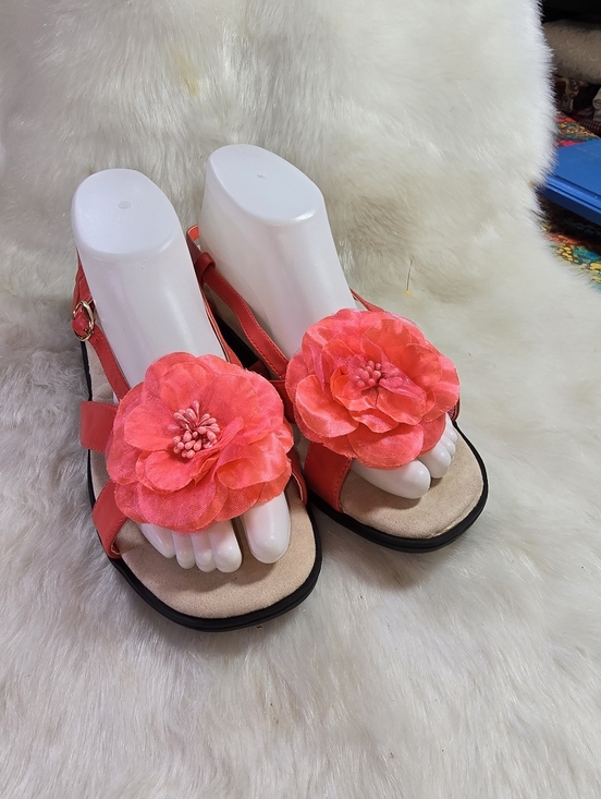 comfortview Shoes - Comfortview Eve Womens Coral Flower Slingback Sandals